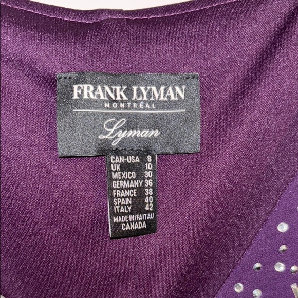 Frank Lyman Design Purple Sheath Dress with Flutter Sleeves - Picture 2 of 7